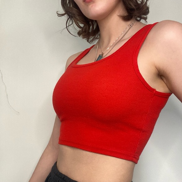 Ribbed red cropped tank from American eagle - Picture 1 of 2